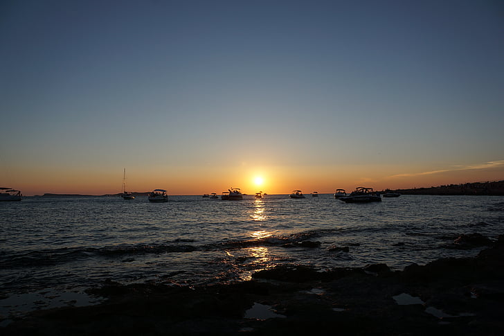 Sunset, Sant antoni, Ibiza, Sea, veneet, loma, vesi