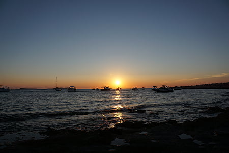 solnedgang, sant antoni, Ibiza, sjøen, båter, helligdager, vann