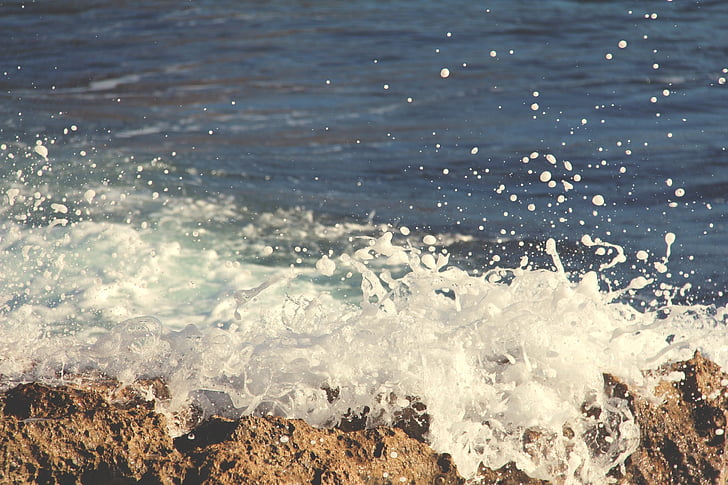 ones, que s'estavella, l'aigua, Mar, oceà, roques, platja