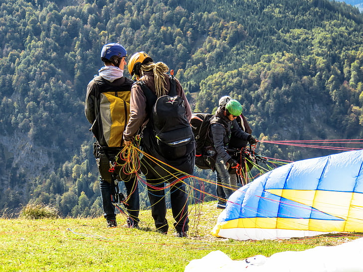 paragliding, longing, fly, sport, dom, mountains, parachute