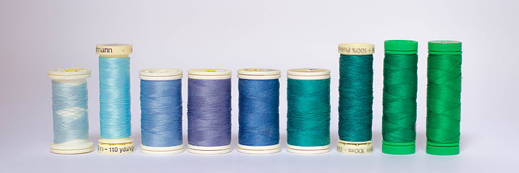threads, colors, coil, coils, haberdashery, blue, weaving