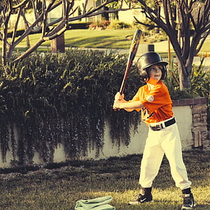 спортист, Бейзбол, бейзболна бухалка, бейзболна шапка, Момче, дете, наслада