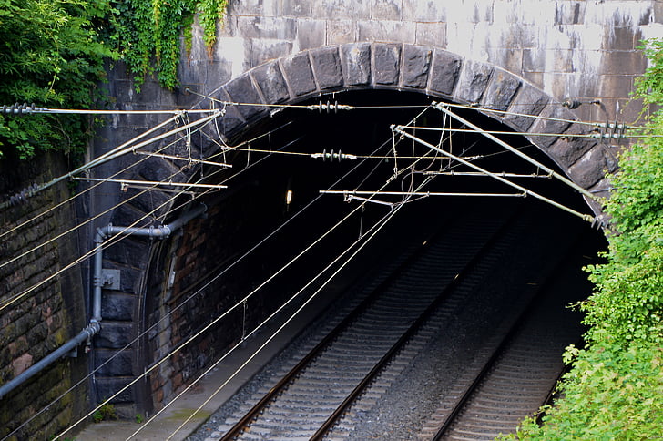 tunelis, traukinys, gleise, geležinkelio linijos, transporto, geležinkelio, atrodė