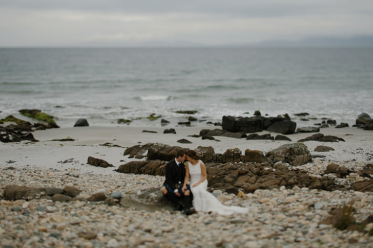 Düğün, İskoç düğün, İskoç eteği, Çift, aşk, Photoshoot, Beach düğün