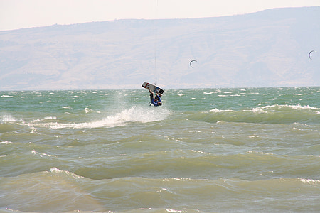 Kiteboarding, sport, óceán, vízi sportok, hurok, Galileában, tenger