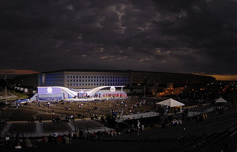 natt, Washington dc, Pentagon, bygge, arkitektur, tidlig morgen, himmelen