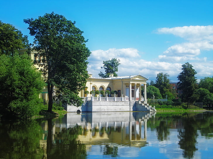 pond, pavilion, reflection, architecture, sights, sky, in