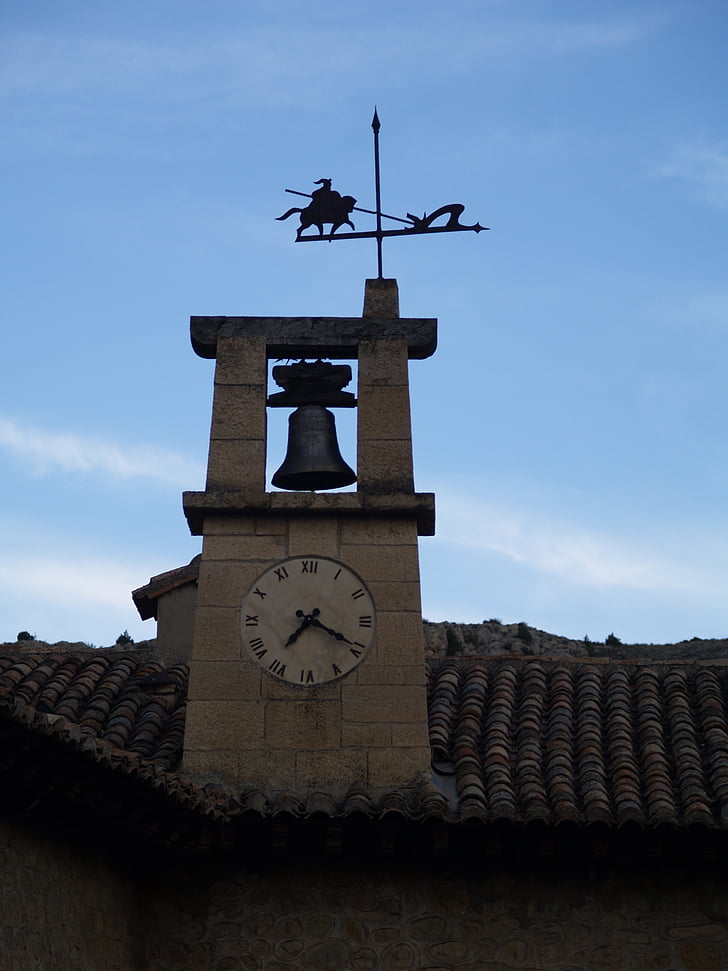 Albarracin, Teruel, relógio, medieval, arquitetura, Igreja, velho