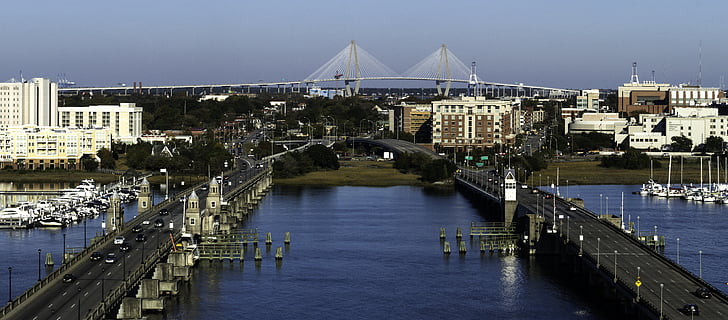 Charleston, Carolina del sud, ponti, storico, acqua, Viaggi, destinazione