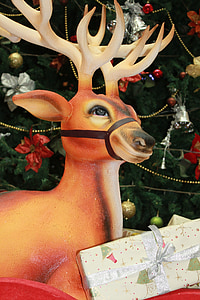 Reno, Navidad, decoración, árbol, regalos, Navidad
