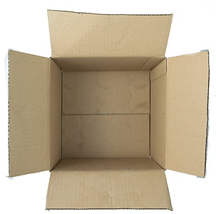 krabice, otevřít, nahoru, balíček, balení, prázdné, lepenka