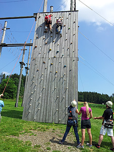 climb, teamwork, climbing garden, sport climbing, rope climb, high ropes course