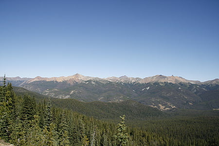 pegunungan chilcotin, Kanada, kejauhan, langit biru, pegunungan