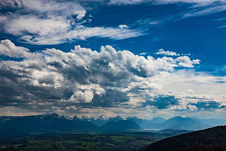 blue sky, cloud, cloudscape, daylight, high, hill, landscape