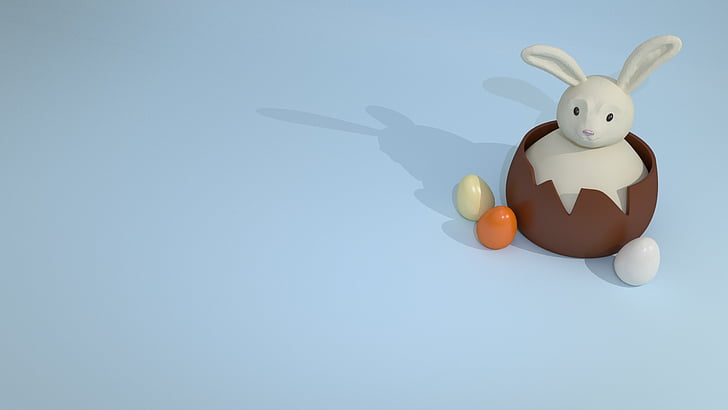 easter, bunny, chocolate egg, animal representation, studio shot, figurine, no people