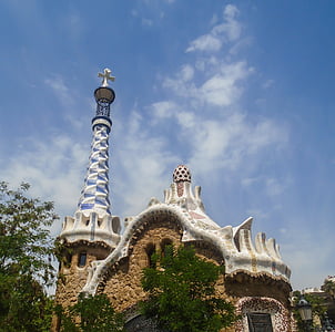 Barcelona, Gaudi, építészet, épület, híres, Park, Landmark