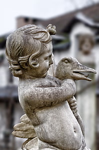 Статуя, дитина, П'єр, качка, херувим, скульптура, Архітектура