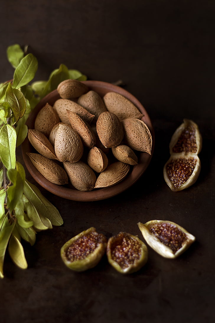 photography, brown, nuts, food, almond, nut, studio shot
