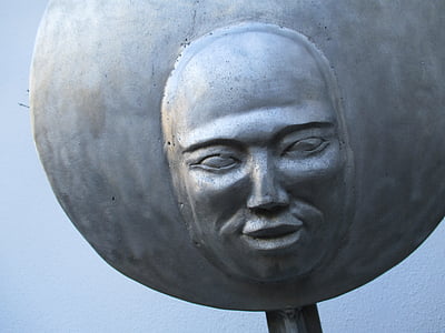 khuôn mặt, kim loại, tác phẩm điêu khắc