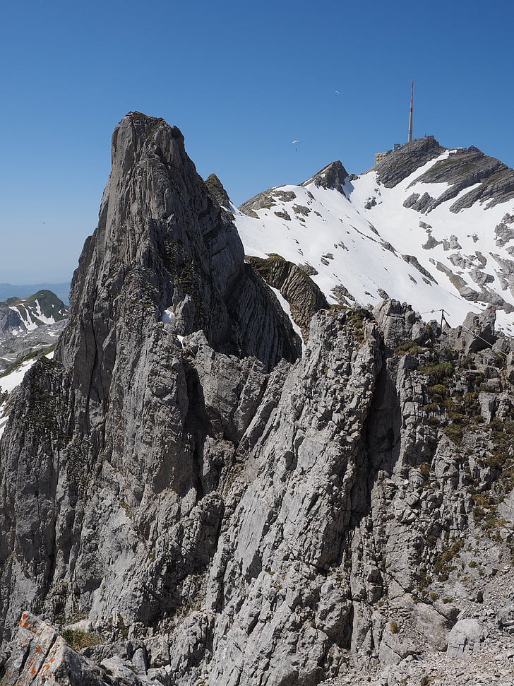 linser ridge, klättring, Scramble, rep, repet, Säntis, Mountain