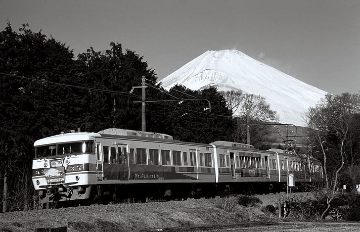 Japonsko, MT fugi, hory, orientační bod, destinace, sníh, vlakem