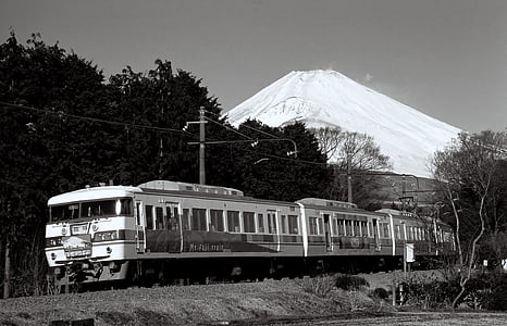 Japan, MT fugi, bjerge, vartegn, destinationer, sne, toget