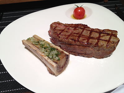 steak, csont, étterem, hús, közeli kép:, vacsora
