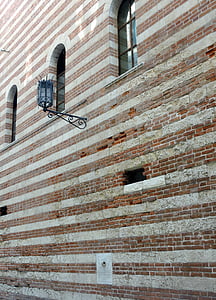 budova, okno, kandelábr, starověké, Verona, Itálie