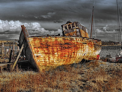 barco de vela, restos del naufragio, restos de, ruina de la nave, Arroyo de esquí piscina, buena esperanza, Wyre