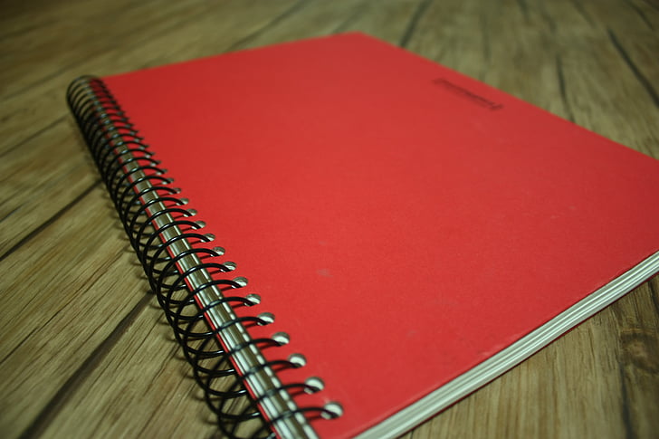 manual, notas, vermelho, livro