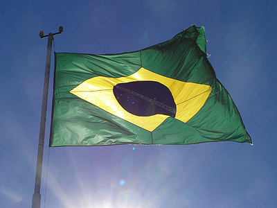 bendera Brasil, tiang, banner, seperti, Brasil