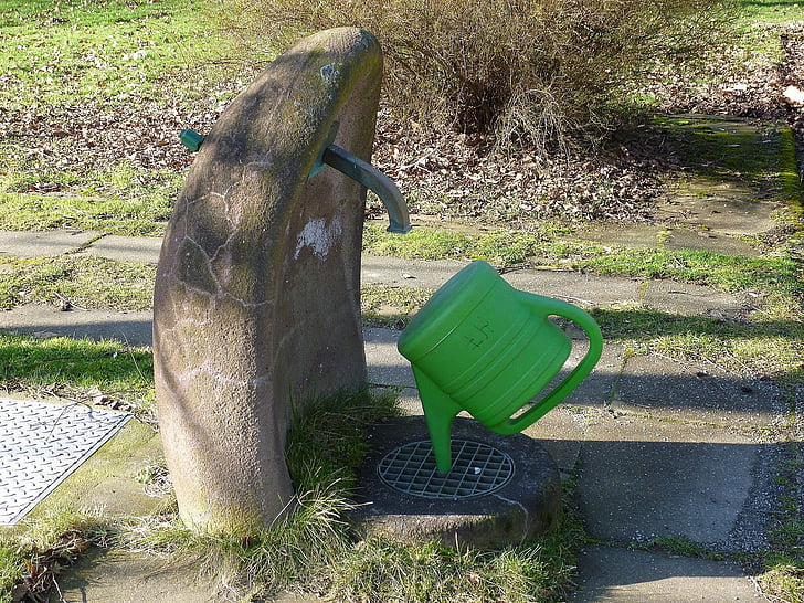 watering can, fountain, cemetery