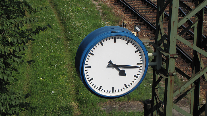 klokke, jernbane, jernbanestasjon, stasjonen klokken, tid som angir, timer, minutter
