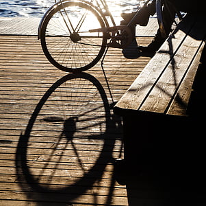 自行车, 回光, 傍晚的太阳, abendstimmung, 剪影, 休闲, 阴影