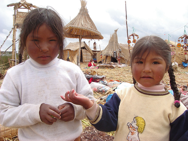 barn, Peru, fattigdom, jenter, supplicate, tigge