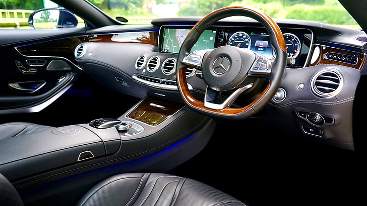 car, interior, vehicle, automobile, dashboard, control, leather