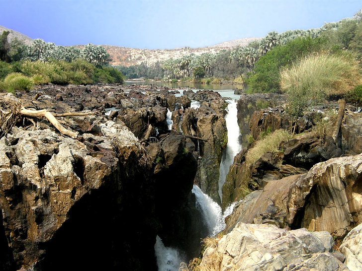 nước, đá, thác nước, nước trắng, Namibia, giật gân, nhanh chóng