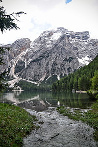 Lago di braies, week-end, Priorità bassa, natura, tranquillità, paesaggio, montagne