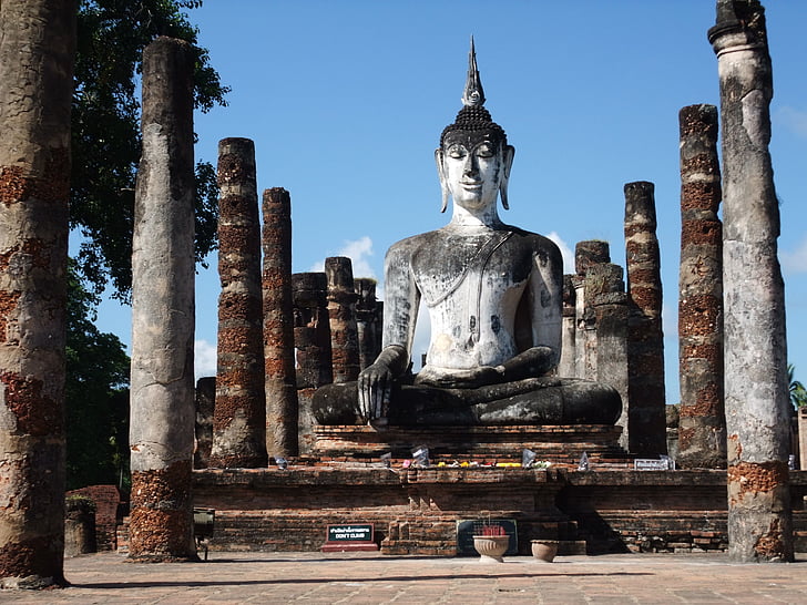 Sukhothai, Thajsko, chrám, ruiny, postava, Buddha, Buddhismus, Buddha