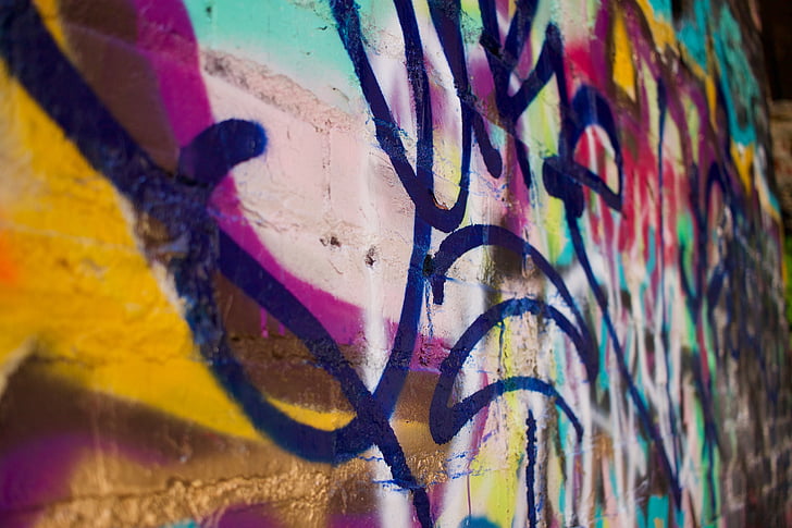 Graffiti, färger, färg, konst, färgglada, konstnärliga, konsistens