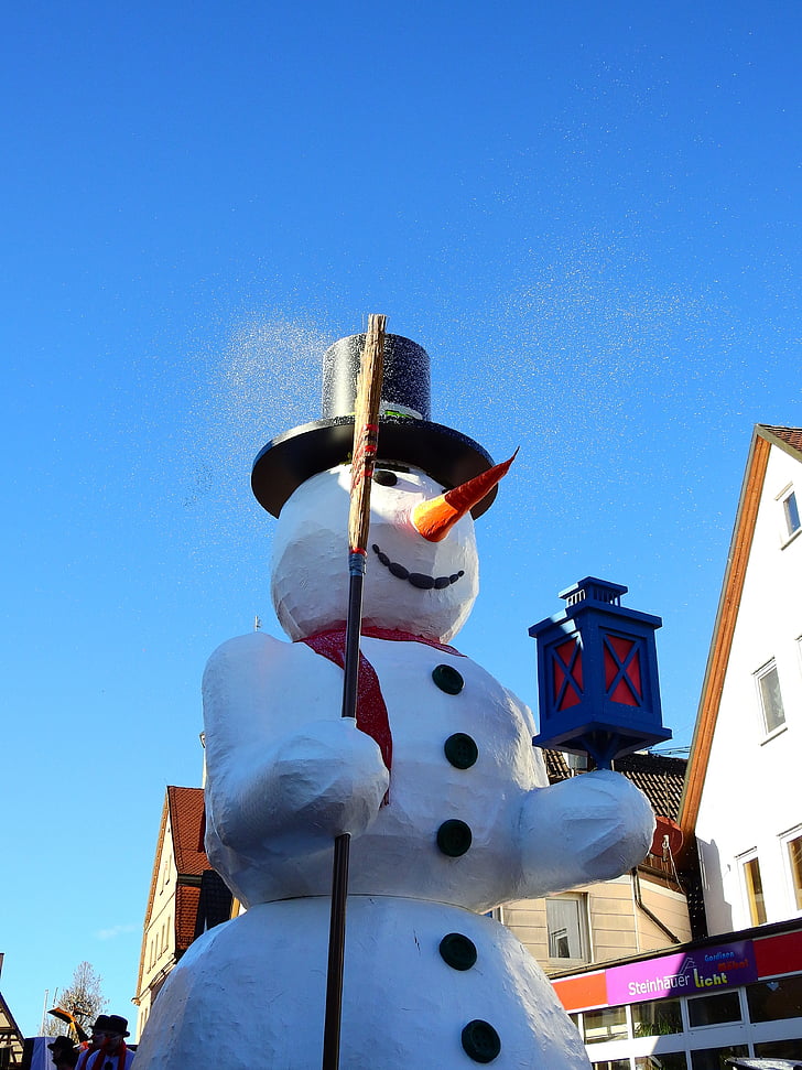 snow man, carnival, move, motif, papier-mâché