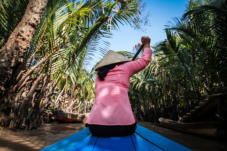 mujer, mujer, Vietnam, el paisaje, de la nave, Mekong, verano