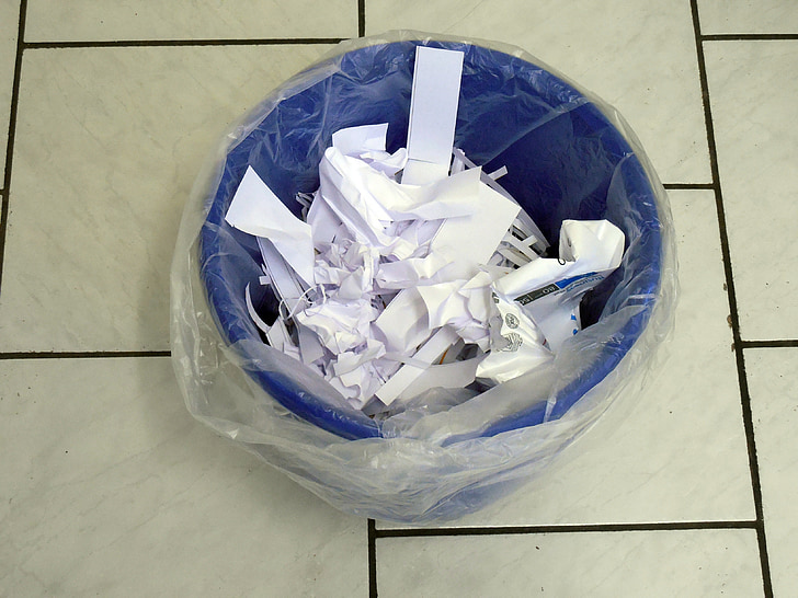 recycle bin, kertas, limbah, sampah, limbah kertas, tumpukan kertas, membuang