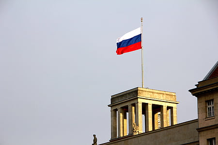 Rusland, Ambassade, Berlijn, vlag, gebouw, het platform, Engels district