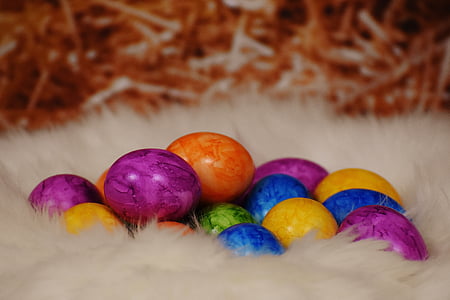 Великден, Великденски яйца, агнешка кожа, цветни, Великден гнездо, яйце, Великден декор