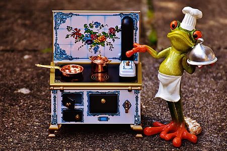 frosk, matlaging, komfyr, Pan, potten, spise, kjøkken