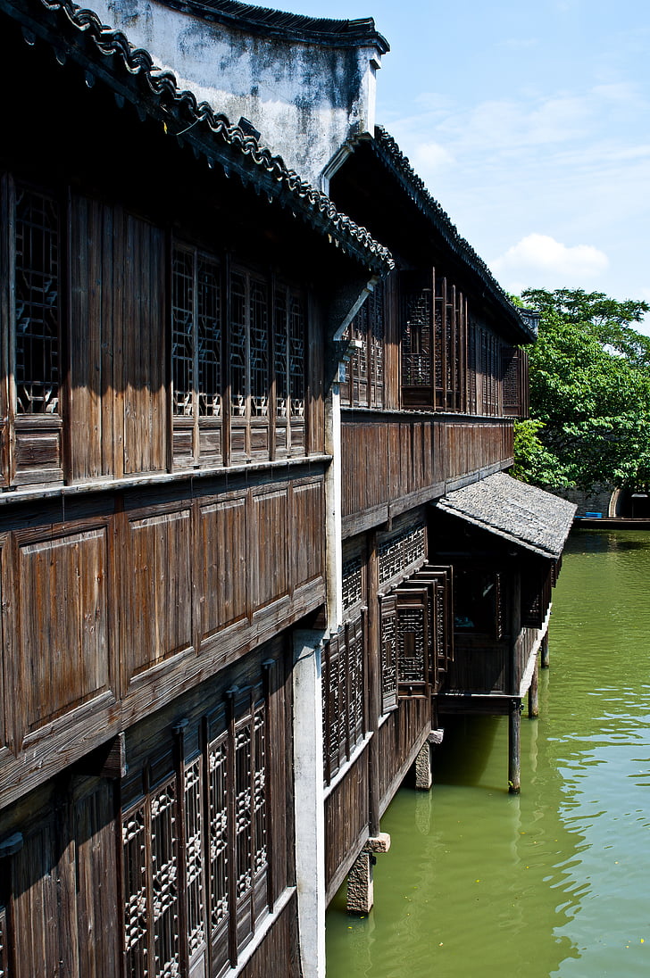 Wuzhen, Watertown, costruzione, architettura antica, Cina del vento, antichità, le dinastie ming e qing