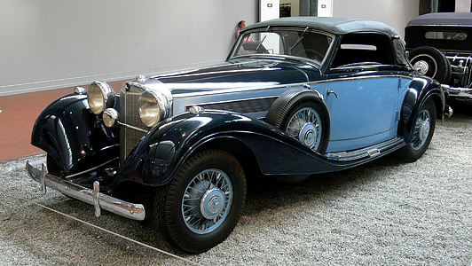 ретро Мерцедес-Бенц, кабриолет, 1938 г., автомобилни, класически, кола, екзотични