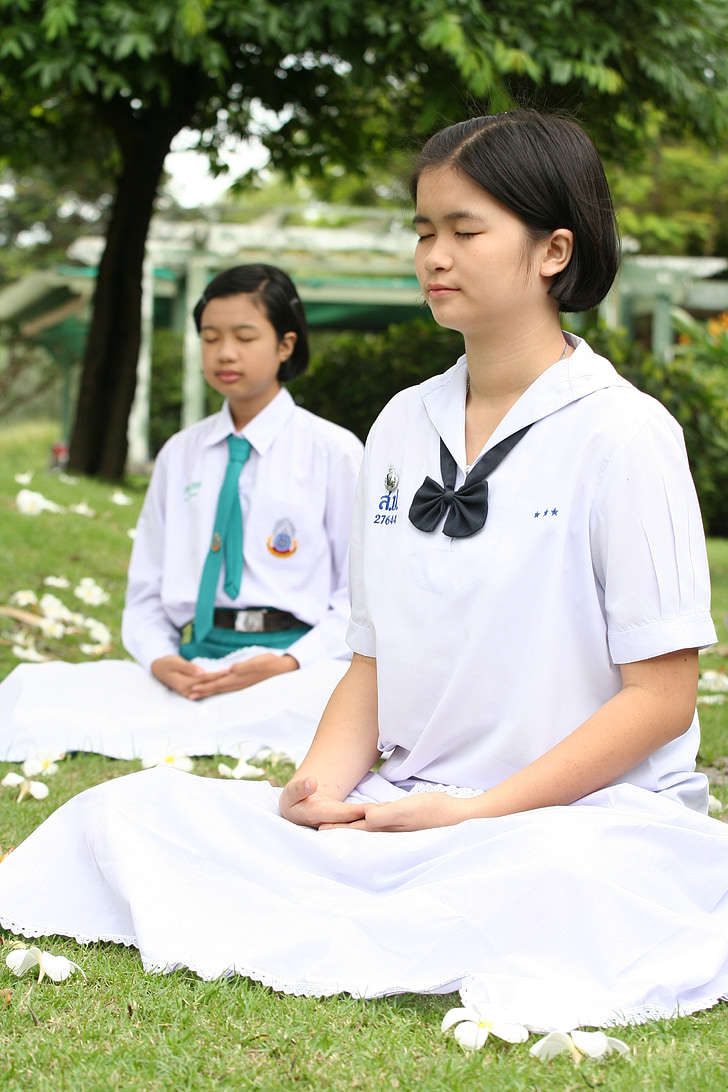 fete, meditând, budist, meditaţie, Wat, Phra dhammakaya, Templul