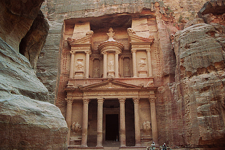 treasury, khazne firaun al, temple, petra, the red, the colorful, siq